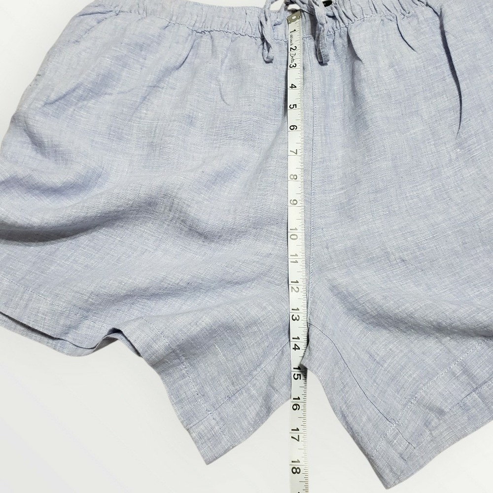 Tahari 100% Linen Shorts Womens 2X Chambray Blue Drawstring Waist Plus Size - Picture 7 of 10